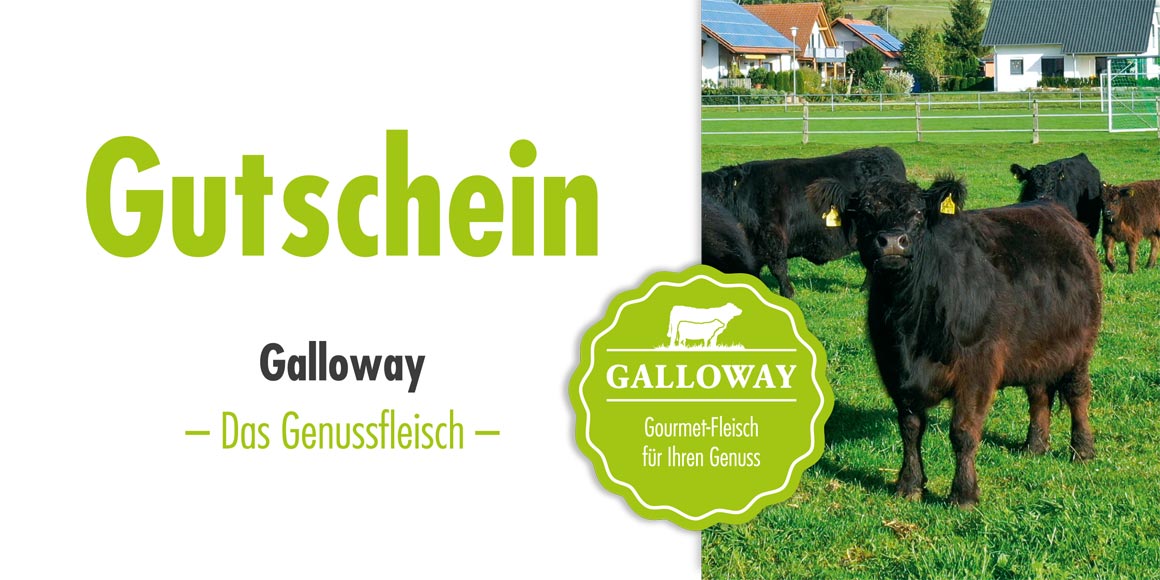 Gutschein Galloway-Gourmetfleisch, Landwirtschaftliche Direktvermarktung, 88630 Pfullendorf-Otterswang